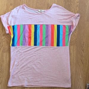 First Love Pink T-Shirt With Rainbow Details